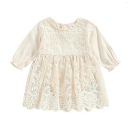 Girl Dresses Baby Girls Romper Dress Sweet Casual Floral Lace Long Sleeves Jumpsuits For Born Infant 0-18M