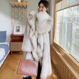 Women's Fur 2023 Winter Imitation Raccoon Coat Long Warm Woven Light Luxury Women