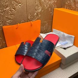 Summer Designer Men Slipper Sandal Fashion flats Slides Heritage Calfskin CASUAL SHOE Sandals genuine leather High Quality Izmir Flip Flop Man Large Size 38-46