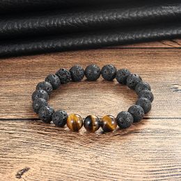 Bracelets LIVVY Deluxe Tiger Eye And Hematite Obsidian Black 10mm Hand Chain Crystal Natural Stone Pearl Bracelet Ladies Men's Jewelry