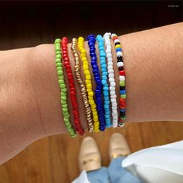 Charm Bracelets Bohemian Style 8 Bracelet Mixed Colour Handmade Strings Small Beads For Women Multi-Layer Elastic String Charms