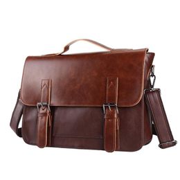 Briefcases 2023 Brand Men's Bag Shoulder Brown Travel Bottle Briefcase Business A4 Husband Documents Laptop Computer Case Man