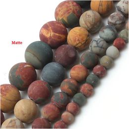 Stone 8Mm Natural Beads Dl Polish Matte Picasso Round Loose For Jewellery Making 15Inches 410Mm Drop Delivery Dhgarden Dh9Wy