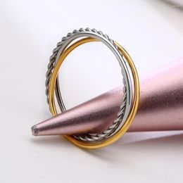 Wedding Rings Interlocked Cute Tail For Women Gold-color Stainless Steel Twist Circle Finger Elegant Hobo Dainty Girl Party Jewelry Gift