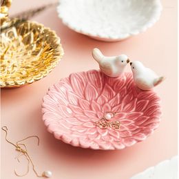 Plates Ceramic Tray Jewelry Decoration Storage Display Stand Cute Bird Snack
