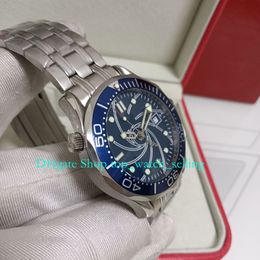 007 Professional Watches With Box for Mens 41mm Blue Dial Stainless Steel Bracelet Mechanical Sport Casino Royale Limited Edition Men's Automatic Watch