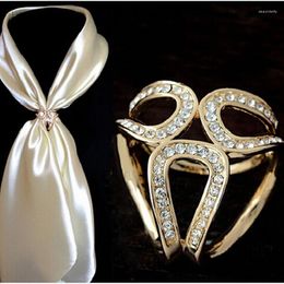 Brooches One Piece Fashion Dull Silver/gold Color Alloy Women's Scarf Buckle Rhinestone Crystal Holder Silk Xyh001