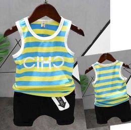 Sets Fashion suit Children's Clothing Boys Sleeveless Striped Comfort vest shorts Cotton Kids Piece set Years old