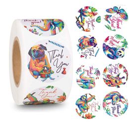 Gift Wrap 500pcs/roll Cartoon Animals Stickers Funny Forest Reward Sticker For Girls Boys Kids Children Gifts "thank You" On