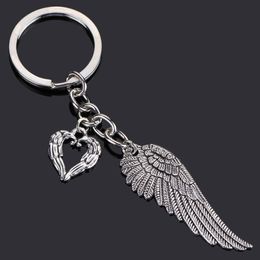 Key Rings Angel Wings Heart Key Chain Love Cute Bag Vintage Feather Women Keychain Fashion Female Jewelry Gift