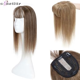 Synthetic s Snoilite Hair Toppers 10x12cm Women Topper 25x9cm Silk Base Natural 100 Human For piece With Bangs 230214