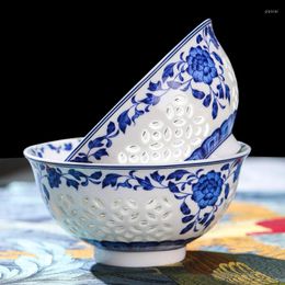 Bowls 4.5inch Jingdezhen Ceramic Bowl Hollow Out Porcelain Rice Home Creative Dinnerware Chinese Soup Small Container Craft
