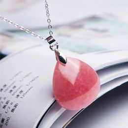 Pendant Necklaces Genuine Natural Rhodochrosite Gems Stone Love Crystal Water Drop Bead Woman Lady
