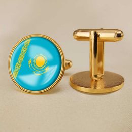 Other Arts and Crafts Kazakhstan National Flag Cufflinks of All Countries in the World Suit Button Suit Decoration for Party Gift