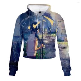 Men's Hoodies Short Sexy Cropped Hooded Sweatshirt Women Long-sleeved Raper Girl Face 3D Printed Women's Tops Tide Streetwear