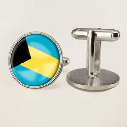 Bahamas Flag Cufflinks World Flag Cufflinks Suit Button Suit Decoration for Party Gift Crafts