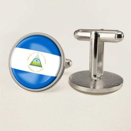 Nicaraguan Flag Cufflinks National Flag Cufflinks of All Countries in the World Suit Button Suit Decoration for Party Gift Crafts