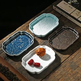 Plates 2023 Creative Ceramic Dessert Dish Small Snack Household Refreshment Waves Fruit Tea Ceremony Accessories