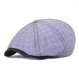 Berets QBHAT Men Women Plaid Cotton Linen Sboy Ivy Hats Casual Flat Driving Golf Cabbie Caps Artistic Youth Hat Peaked Cap