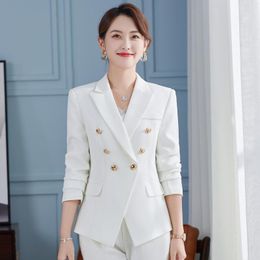 Women's Suits & Blazers 2023 Women Coat Fashion Oversize Elegant White Jacket OL Styles Autumn Winter For Business Work Blaser Outwear Top