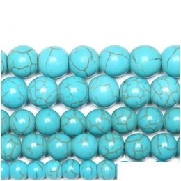 Stone 8Mm Smooth Natural Blue Turquoises Round Loose Beads 15 Strand 4 6 8 10 12 Mm Pick Size For Jewelry Making Drop Deliver Dhgarden Dhfbi