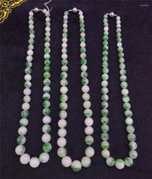 Chains Genuine Green Natural Dushan Jade Gemstone Crystal Round Bead Long Chain Necklace Women Female 7mm-14mm