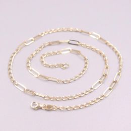 Chains AU750 Pure 18k Yellow Gold Chain Women 3mm Curb Square O Link Necklace 4.9g / 45cm