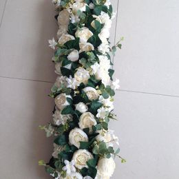 Decorative Flowers 50/100CM DIY Wedding Flower Row Wall Arrangement Supplies Peony Rose Artificial Decoration Iron Arch
