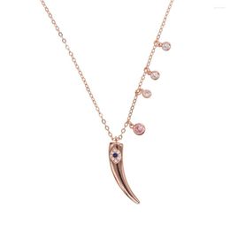 Chains Italian Horn Charm Amulet Necklace Rose Gold Colour Talisman Jewellery Lucky Pendant