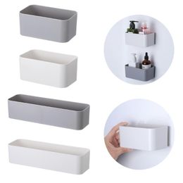 Hooks & Rails 1PC Wall Mounted Organiser Cosmetic Storage White/Grey Adhesive Hanger Shelf Bathroom Rack Home Supplies