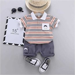 s Boy's Y Summer Children's Set Pure Cotton Stripe Polo Shirts piece Clothes Baby Toddler Clothing For Boy