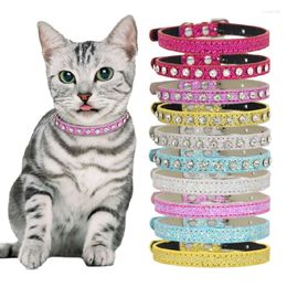 Dog Collars Bling Rhinestone Collar Super Shining Crystal Diamond Cat Necklace Strap Puppy Kitten Adjustable Leather Accessories