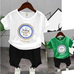 Sets Boys Clothing Children's Tshirt suit Fashion letter Printed Cotton shortsleeved Shorts Twopiece Simple Slim Y