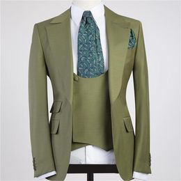 Men's Suits & Blazers Latest Design Green Peal Lapel With One Button Men 3 Pieces Costum Homme Groom Wedding Terno Masculino Slim Fit Blazer