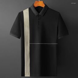 Men's Polos End High Polo Shirt Men's Color Matching 2023 Summer Luxury Ice Silk T-shirt Short Sleeve Korean Business Lapel