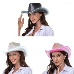 Berets Led Cowgirl Hat Glowing Cowboy Fedora Bachelorette Party For Bride Drop