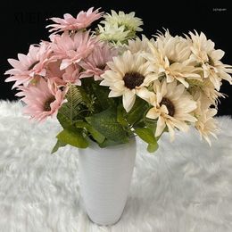 Decorative Flowers 10 Heads Sunflower Large Bunch Artificial Silk Flower Wedding Bouquet Layout Fake Home El Vase Floral Arrangement