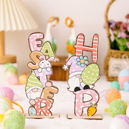 New Easter decoration Party supplies Easter wooden alphabet ornaments Colourful dwarf ornaments rabbit eggs