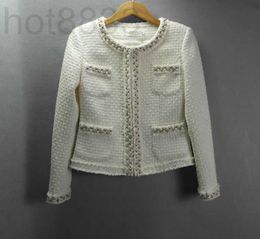 Two Piece Dress Designer Women's clothing autumn and winter heavy work beaded coat wool tweed short agent YM4X