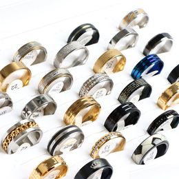 Cluster Rings 20Pcs/Lot New Fashion Large Size Colorf Stainless Steel Ring Jewellery For Women Men Mix Style Wedding Lover Couple Par Dhuvg