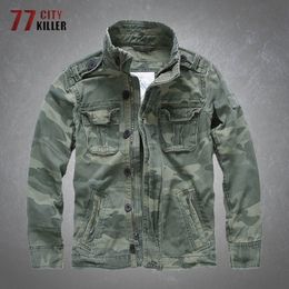 Mens Jackets Camouflage Military Denim Casual Cotton Comfortable Multipocket Coats Male Army Combat Tactical Jacket 230214