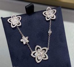 Elegant Crystal Flower Necklace 925 Sterling Silver Zircon Pendant Wedding Fine Jewellery Female Single Diamond Chain Choker