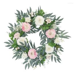 Decorative Flowers Artificial Flower Green Leaves Wreath Front Door All Season Wedding/Wall-Display Home Decor Hanging Ornament