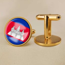 Cambodian Flag Cufflinks National Flag Cufflinks of All Countries in the World Suit Button Suit Decoration for Party Gift Crafts