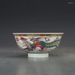 Bowls Qing Guangxu Porcelain Pastel Dragon And Phoenix Bowl Antique Ming Collection