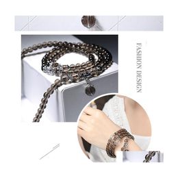 Beaded Strands Bracelets Bangles For Unisex Women Amethyst Crystal Natural Stone Bracelet Necklace Charms Mala Beads Drop Delivery J Dhelz