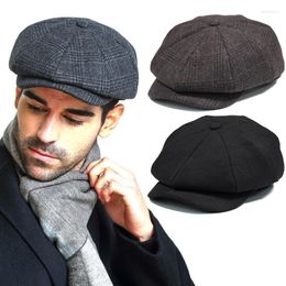 Berets Fashion Wool Hat For Men Caps Herringbone Women Gatsby Retro British Painters Driver Flat Solid Colours Cap Beret
