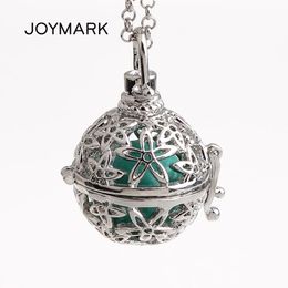 Pendant Necklaces 5pcs/lot Flowers Hollow Cage Mexican Chime Magic Box Bola Sound Bell Harmony Pregnancy Belly For Women HCPN57