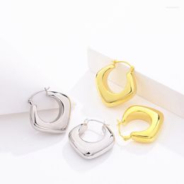 Stud Earrings S925 Sterling Silver Original Gold Color Square Hollow Women Fashion Jewelry Couple Love Gift