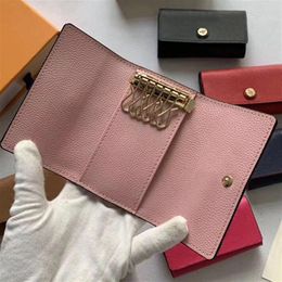 New Whole top quality key purse lady multicolor leather key holder short six key wallet for women classic zipper pocket chain312x